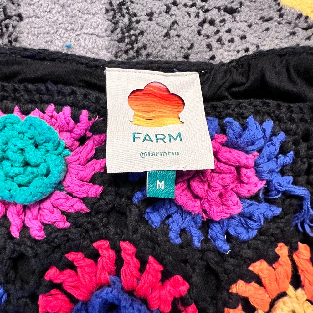 FARM Rio Colorful Crochet Flowers Sweater Mini Dress M - Picture 8 of 16